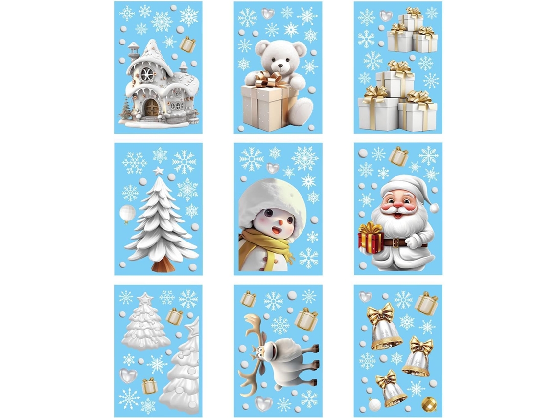 Adesivos De Natal Para Janelas | 9 Folhas Decorativas De Flocos De Neve Para |
