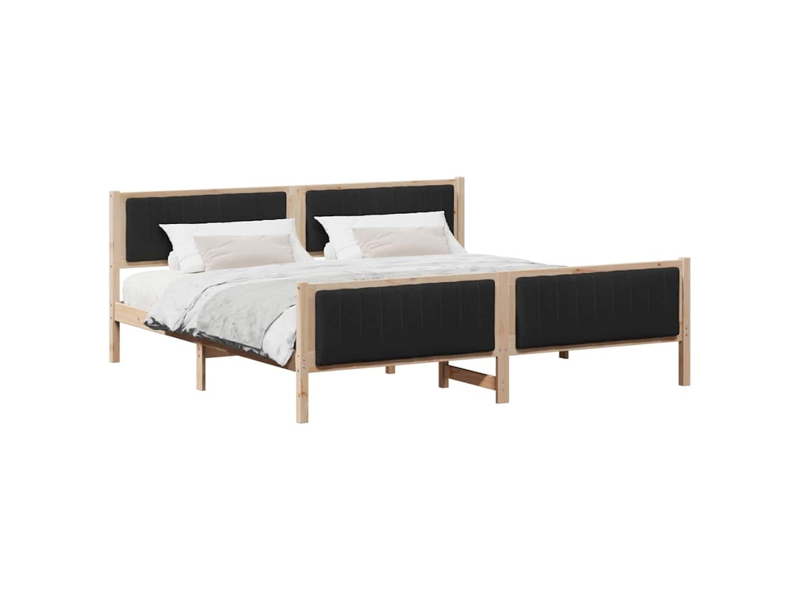Estrutura da Cama com Cabeceira Castanho e Preto 200x200 cm MAISON EXCLUSIVE