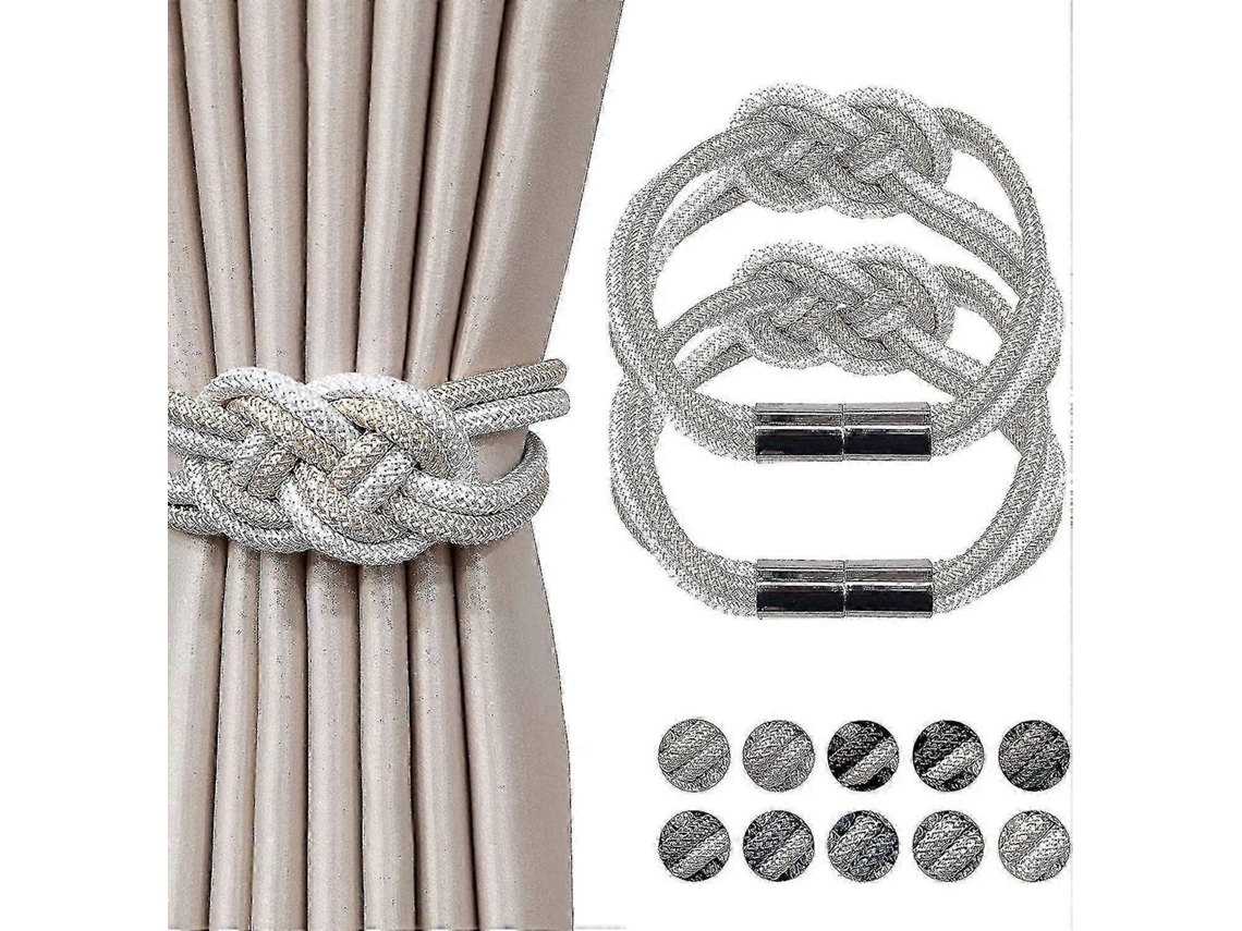 2 Presilhas Magnéticas Para Cortinas, Cor Bege E Branco