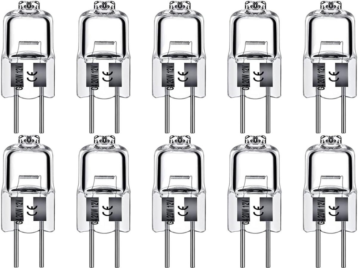 Lurelia Pack De 10 Lâmpadas Halógenas G4 20w 12v 2700k, Branco Quente, Regulável, Sem Cintilação
