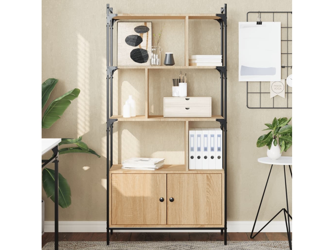 Vidaxl Estante Com Portas Em Carvalho Sonoma 76,5x30x154,5 Cm, Madeira Engenheirada