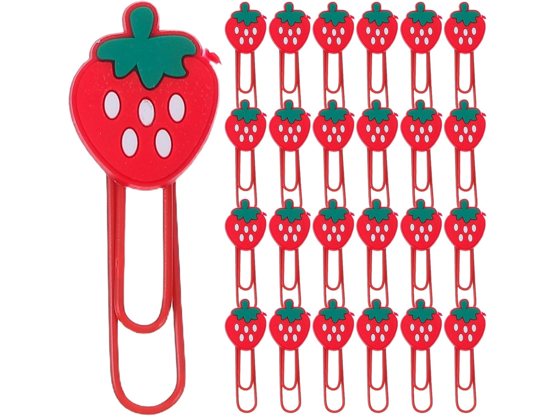 30-clipes De Papel Metálicos Em Formato Morango Vermelho, Pvc, Pacote Com 30-clipes De Papel Para Estudantes E