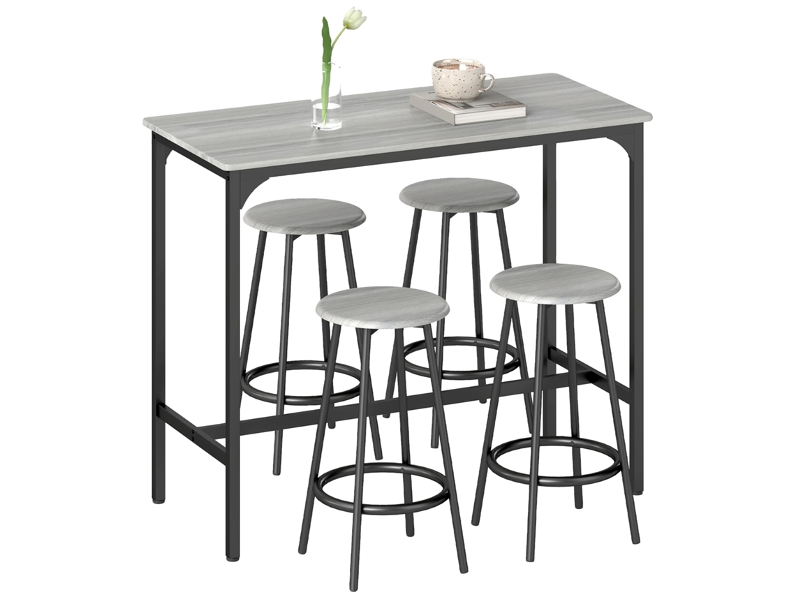 Mesa De Bar, Design Moderno Minimalista, Para 4 Pessoas, Cinza