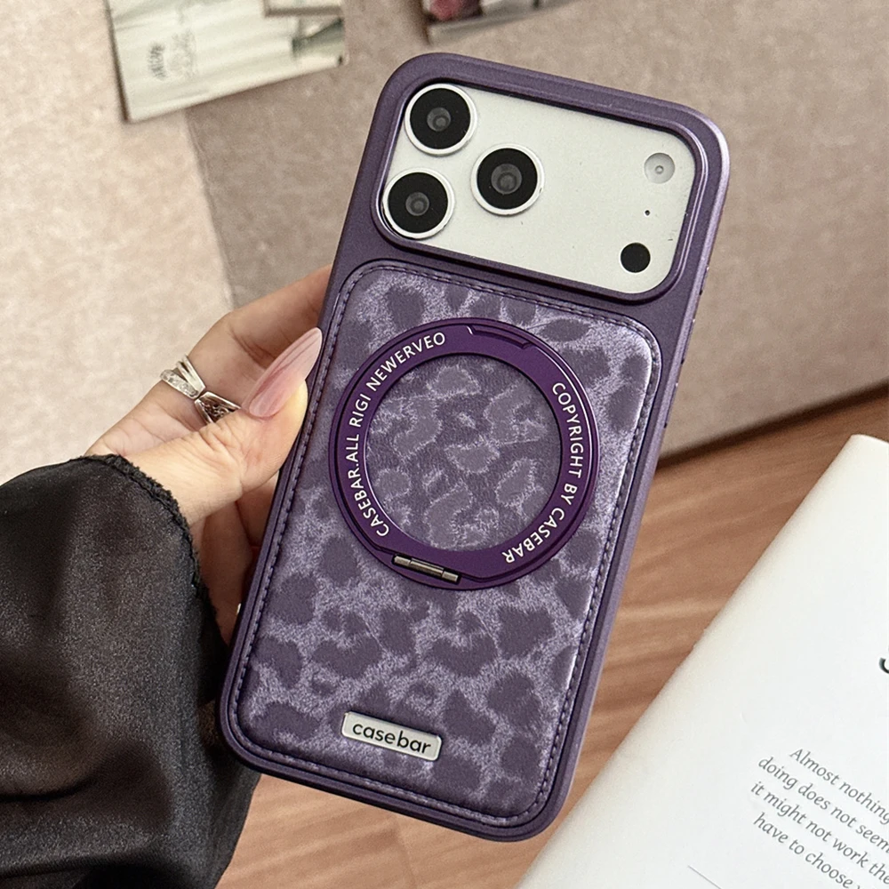 Capa Para Iphone 17 Pro (roxo Escuro) Com Suporte Magnético, Giratória E Dobrável, À Prova De Choque.