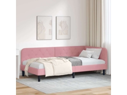 Vidaxl Estrutura De Cama De Canto Rosa 100 X 200 Cm Veludo