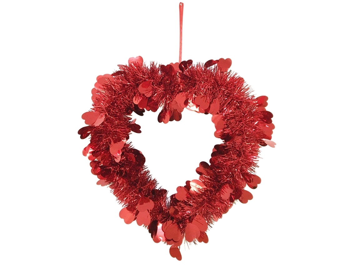 Coroa de Coração de Rubia para Decoração de São Valentim e Casamento Pendurável 35cm