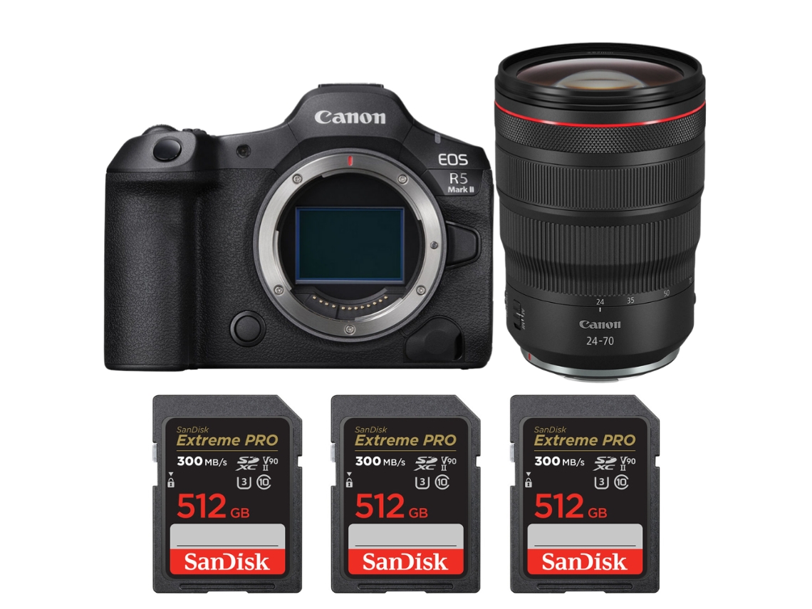 Eos R5 Mark Ii + Rf 24 70mm F/2.8 L Is Usm + 3 Sandisk 512gb Uhs ii 300mb/s + Ebook “20 Dicas para Fotos Que Impressionam” CANON