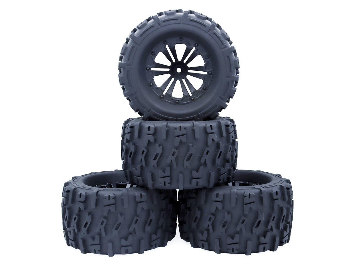 Conjunto de 3 Pneus Universais Zd Racing para Camião 1/10, Compatíveis com Hpi Hsp Savage Xs Tm Flux Rc. MDUG