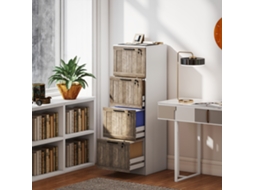 Cajonera De Escritorio Con 4 Cajones Cerradura 2 Llaves Barras Colgantes Para A4 Carta 39,4x40x129 Cm Blanco Y Madera