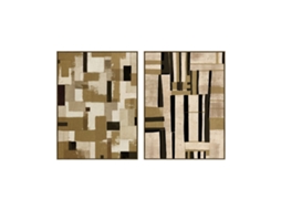 Pintura Home Esprit Castanho Bege Moderno Com Relevo Urbana 90 X 4 X 120 Cm (2 Unidades)