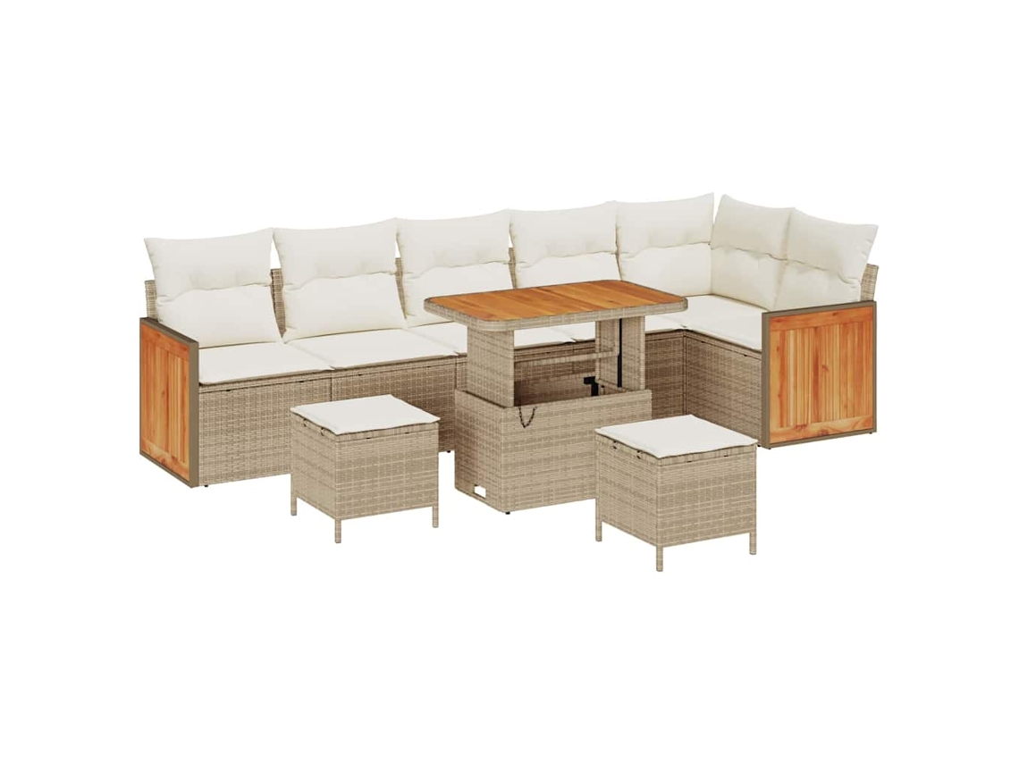 Maison Exclusive - Conjunto De Sofá De Jardim 11 Pcs Bege E Creme Vime Pe