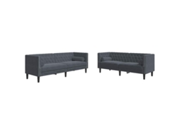 Sofá de sala de estar 2 peças cinza escuro 194x74,5x70,5 cm MAISON EXCLUSIVE