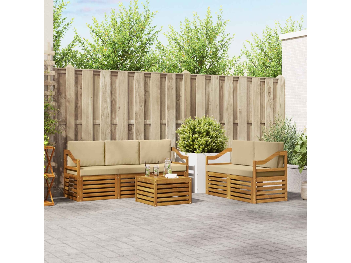 Vidaxl Conjunto De Sofás Para Exterior 6 Unid. Natural E Bege