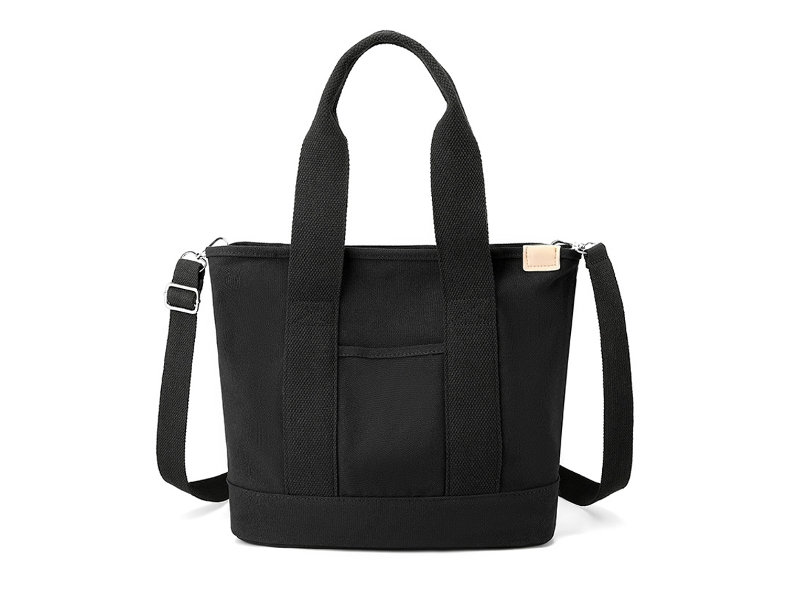 Bolsa Feminina Preta de Lona, Estilo Sacola para Uso Diário AQUAFORGE