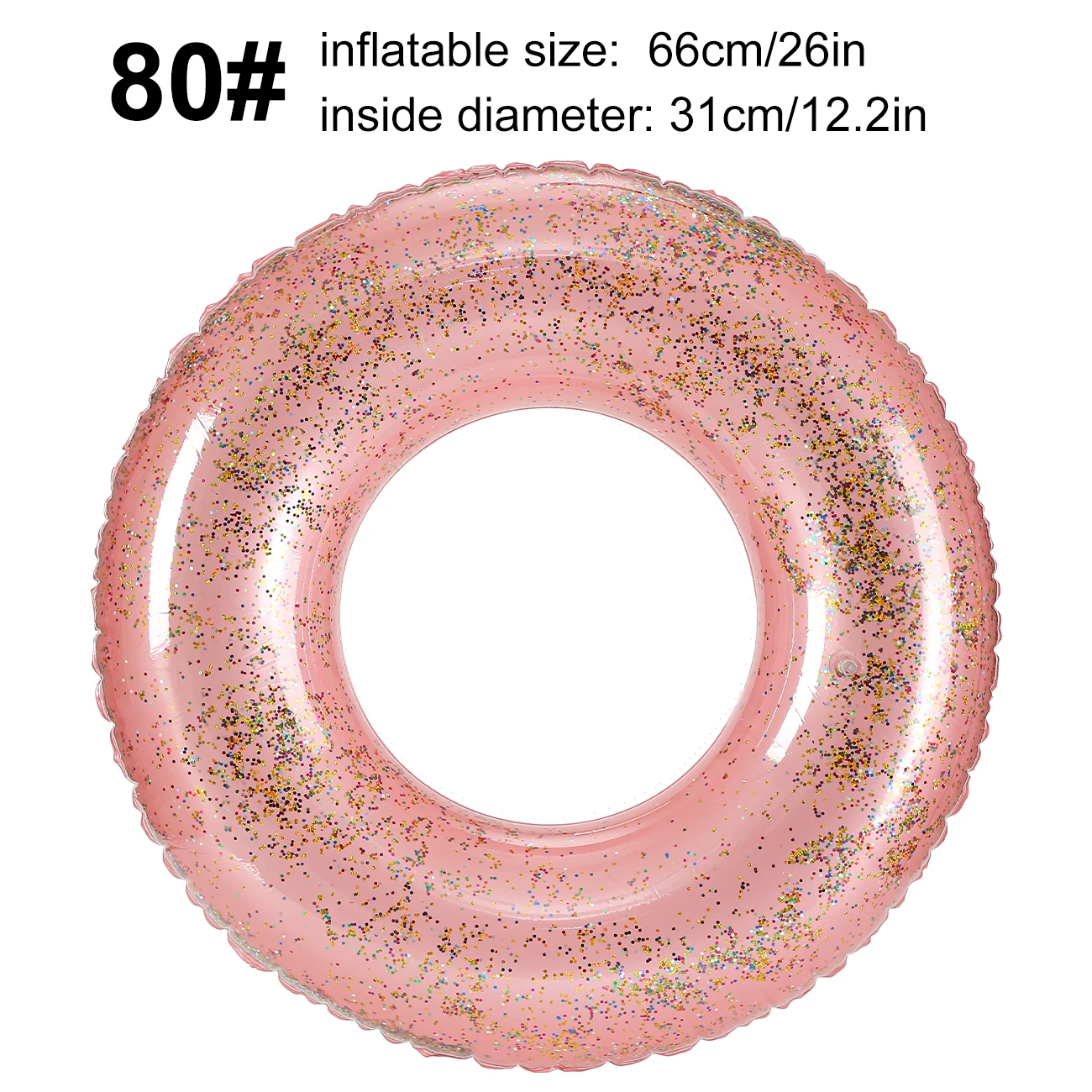 (rosa 80cm) 1 Boia Inflável Para Piscina Com Anel Decorativo De Confete Brilhante