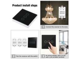 Laxiscreed Interruptor De Toque De Três Vias Com Controlo Remoto Sem Fios Para Iluminação