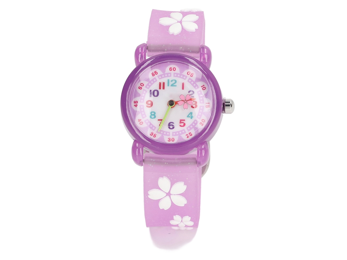 Ats relojes de Pulsera para Niñas 3d Lindos Cartoons Impermeables Coloridos Educativos para Niñas Mayores de 3 Años Morados