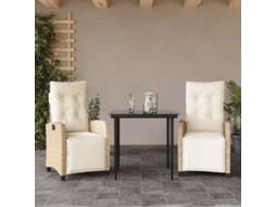 Vidaxl 3 Pcs Conjunto de Jantar P/ Jardim com Almofadões Vime Pe Bege