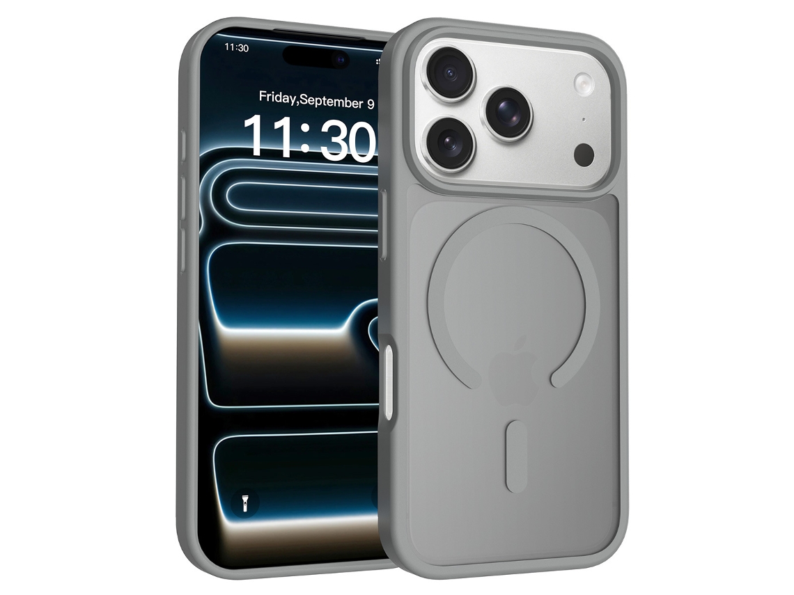 Capa Magnética Para Iphone 17 Pro Max , Compatível Com Magsafe, Acabamento Mate Cinza Escuro