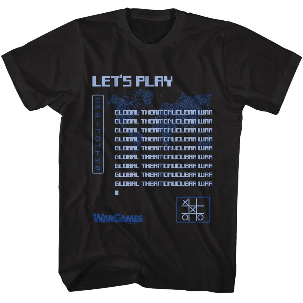 Unisex Adult T-shirt Rockinstone Wargames Movie Lets Play Black Sizexl
