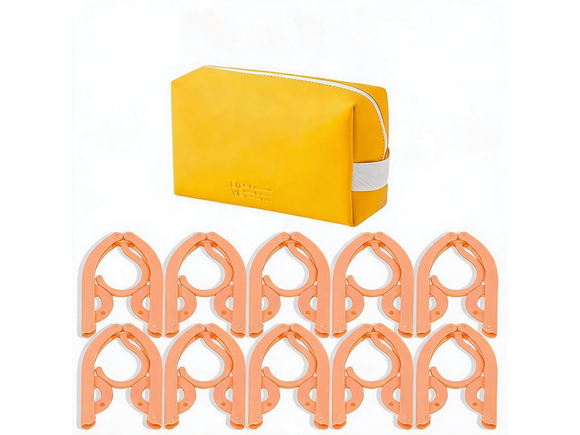 Conjunto Cabides Eifson Dobráveis Viagem 10 Cabides Plástico + Bolsa (amarelo)