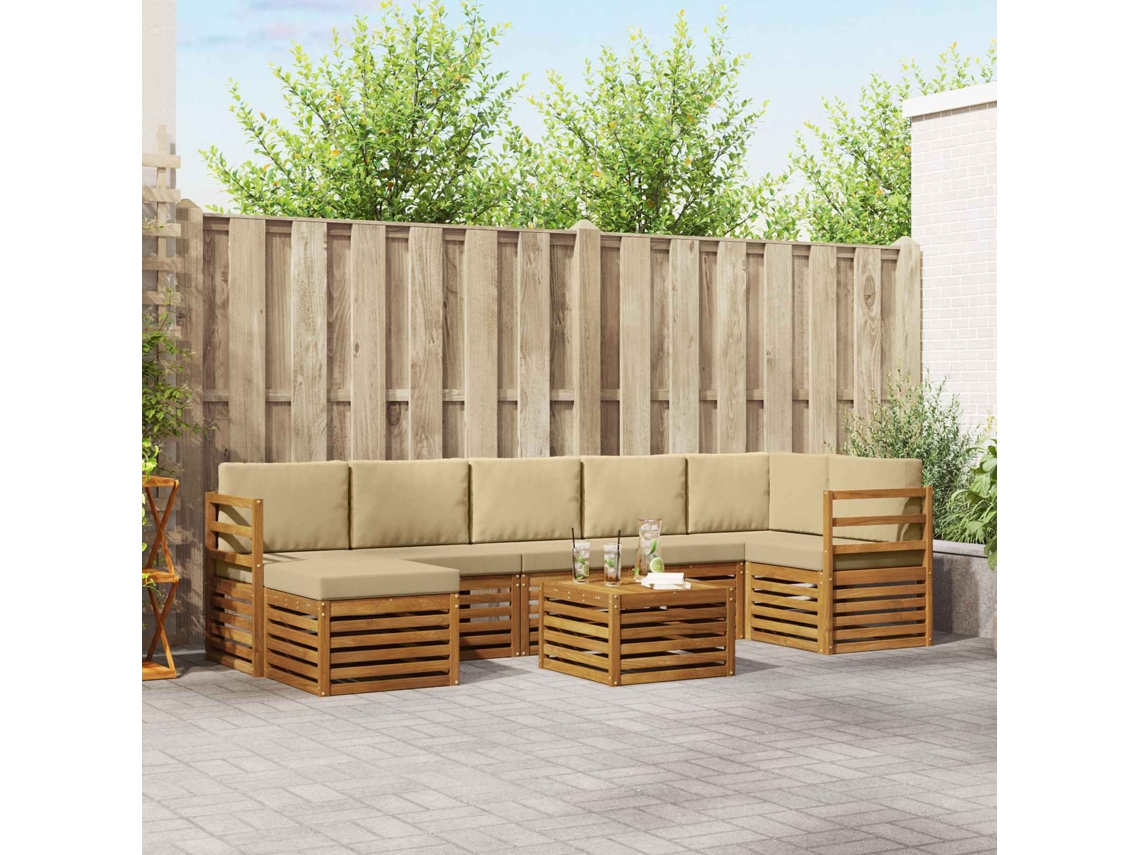 Vidaxl Conjunto De Sofás Para Exterior 8 Unid. Natural E Bege