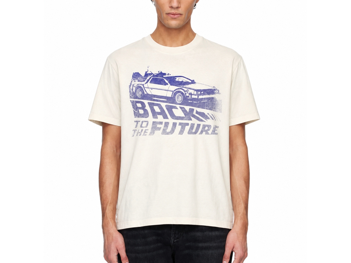 Rockinstone Back To The Future Movie Future Fade Solid Natural Adult T-shirt Size:xxl