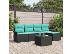 Vidaxl Conjunto De Sofá De Jardim 6 Unid. Preto Vime Pe