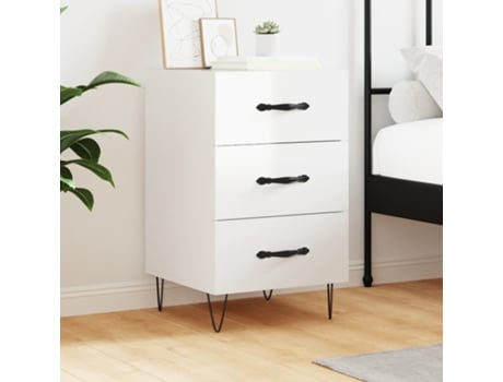 Mesa de Cabeceira 40X40X66Cm Derivados Madeira Branco Brilhante VIDAXL