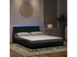 Vidaxl Estrutura de Cama com Led Sem Colchão Hanko 160x200 Cm Veludo Verde escuro