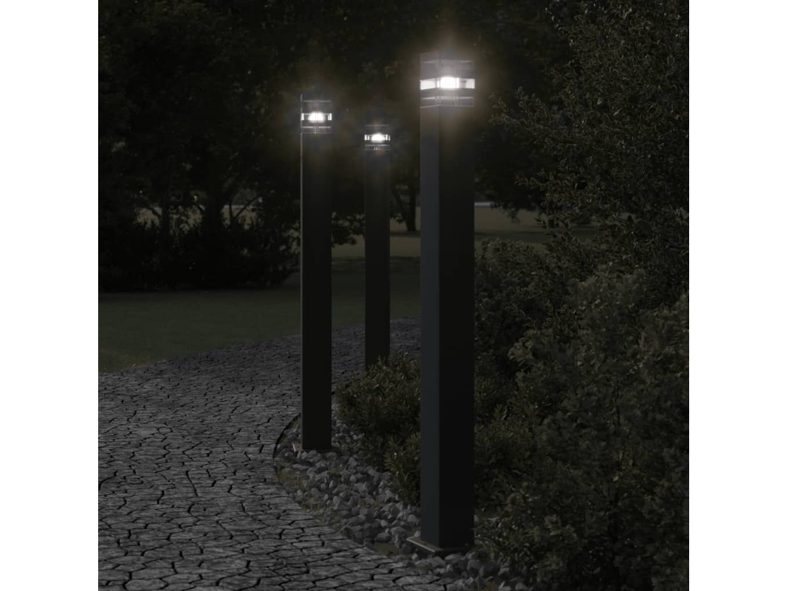 Vidaxl Candeeiro De Chão Para Exterior 110 Cm Alumínio Preto