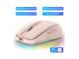 Rato Sem Fios Bluetooth 5.1 De Modo Duplo 2.4g, Rato Silencioso Para Computador Em Abs, Rosa