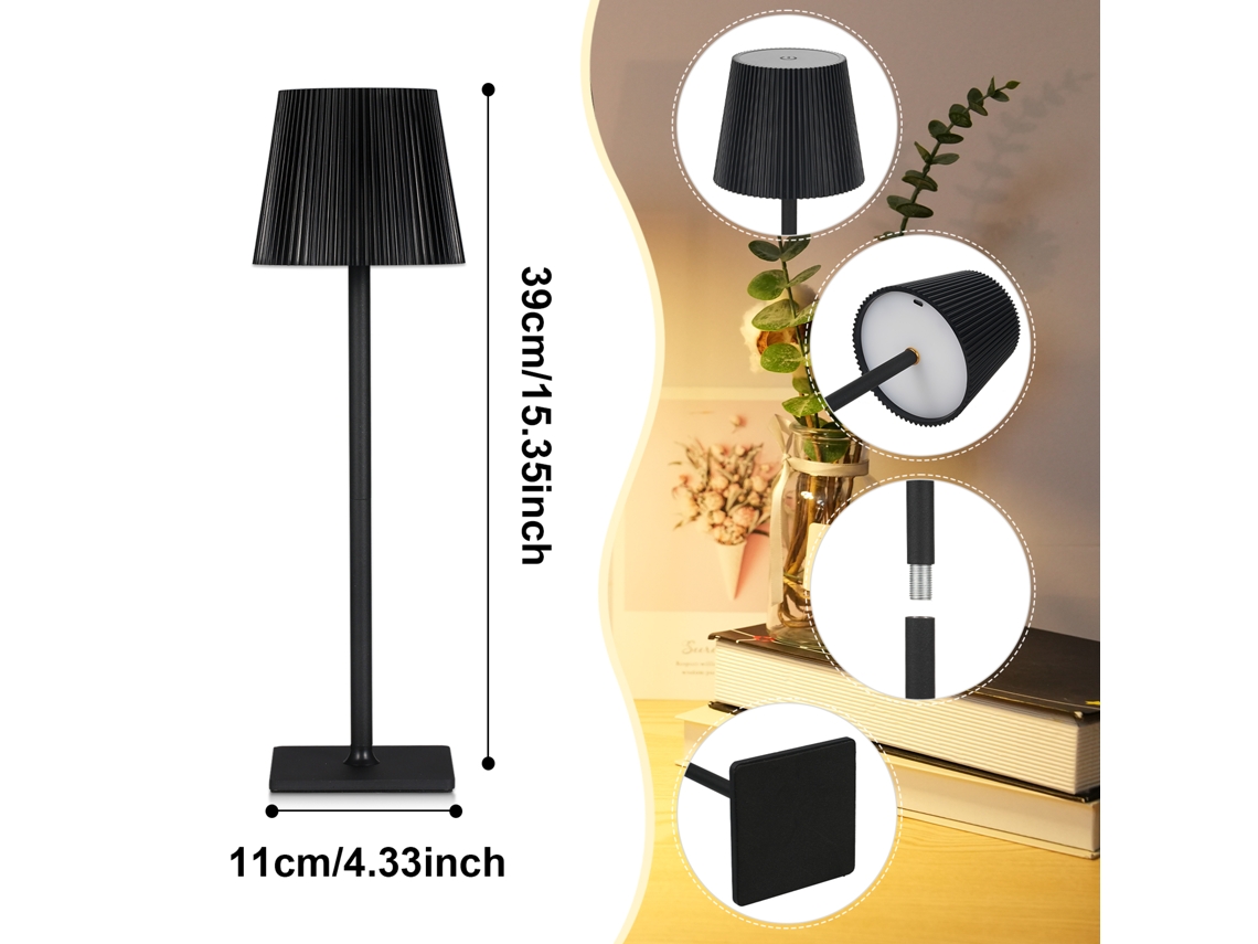 Lâmpada de Mesa Led Moderna com Controle Táctil Ajustável 3 Temperaturas de Cor para Sala Quarto Escritório
