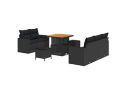 Maison Exclusive - Conjunto De Sofá De Jardim Com Almofada 8 Pcs Preto Vime Pe