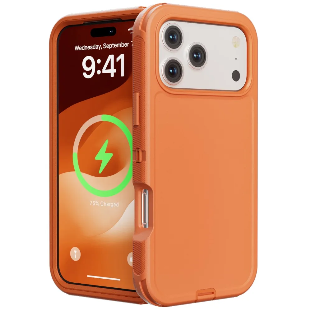 (laranja, Iphone 12 Pro) Capa Protetora Híbrida 3 Em 1 Ott Resistente A Impactos.