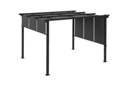 Gazebo de 3x3,5 Metros com Três Toldos Ajustáveis, Estrutura de Aço, Tecido de Poliéster Resistente Aos Raios Uv e na Cor Cinza. SINI TECH STORE