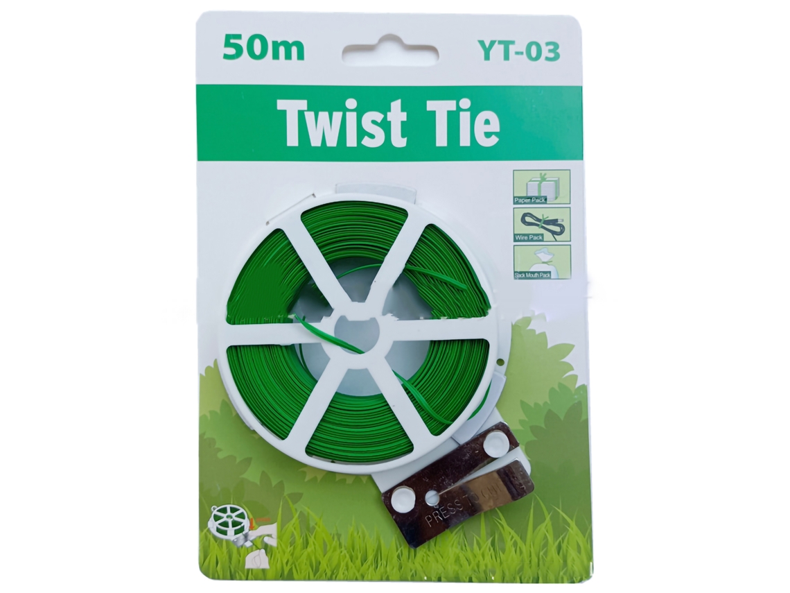 Fita De Torção Plástica De Ferro Jardim Verde 50m