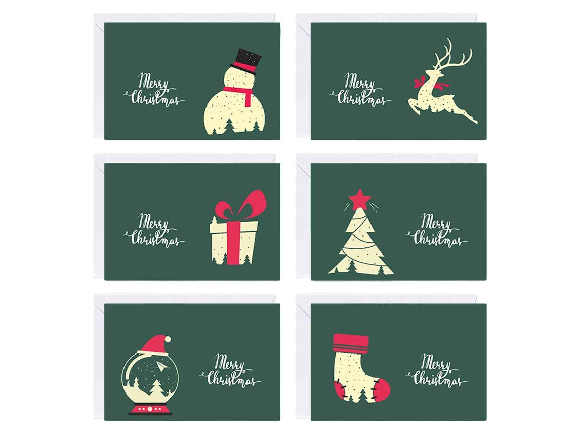 Conjunto de Cartões de Natal com Mensagem e Adesivos para Envelope NEVEANCE