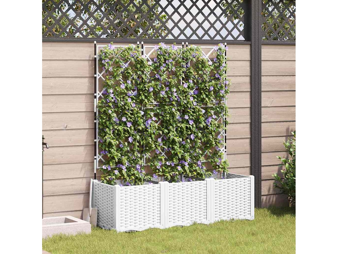 Vidaxl Vaso De Jardim 3 Unid. Branco 120 X 40 X 143 Cm Pp