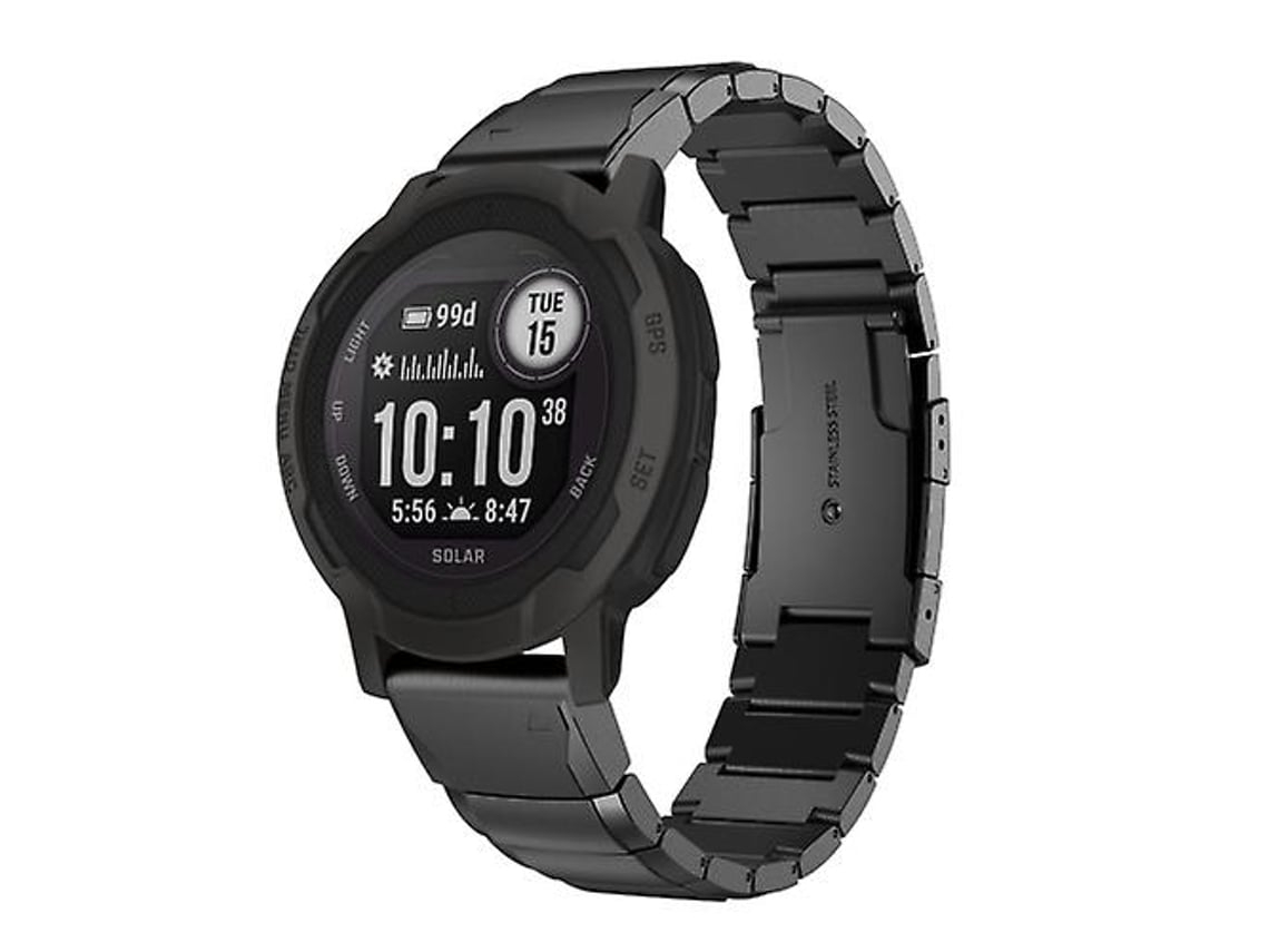 Pulseira De Aço Inoxidável Preta Em Casco Tartaruga, Compatível Com Garmin Instinct 2 22 Mm.