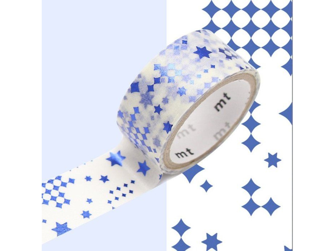 Fita Adesiva, Fab Com Estrelas Metalizadas Azuis, Azul Estrela