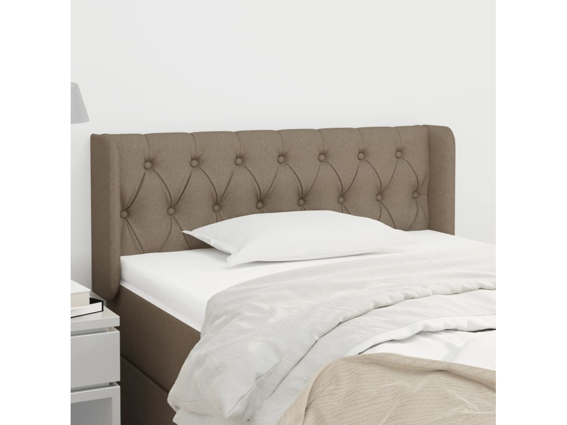 Vidaxl Cabeceira Cama Abas Tecido 103x16x78/88 Cm Cinzento-acastanhado