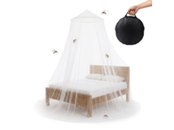 Relaxdays Mosquiteira Para Cama 250 X 60 Cm, Xxl, Para Solteiro E Casal, Casa/viagens, Com Bolsa, Branca