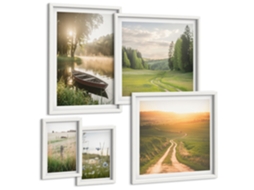 Conjunto De Pinturas Paisagem, Prado, Estrada, Pôr Do Sol Moldura Branca Pinturas De Quarto Espelharte (conjunto De 5 Imagens)