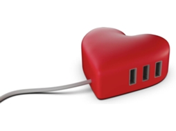 HUB MOJIPOWER Coração (USB - 3 Portas - Vermelho)