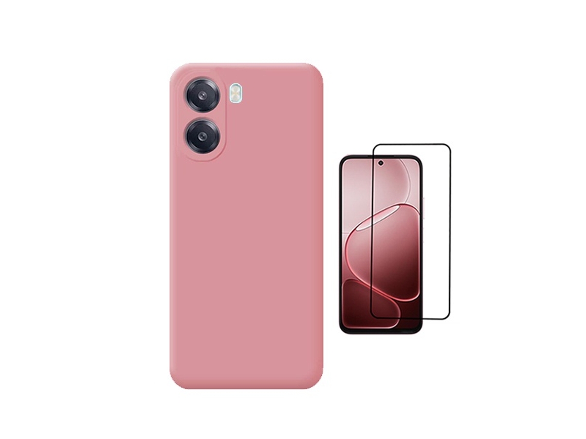 Kit Vidro Temperado Capa Silicone Líquido Phonecare Para Oppo A6x - Rosa