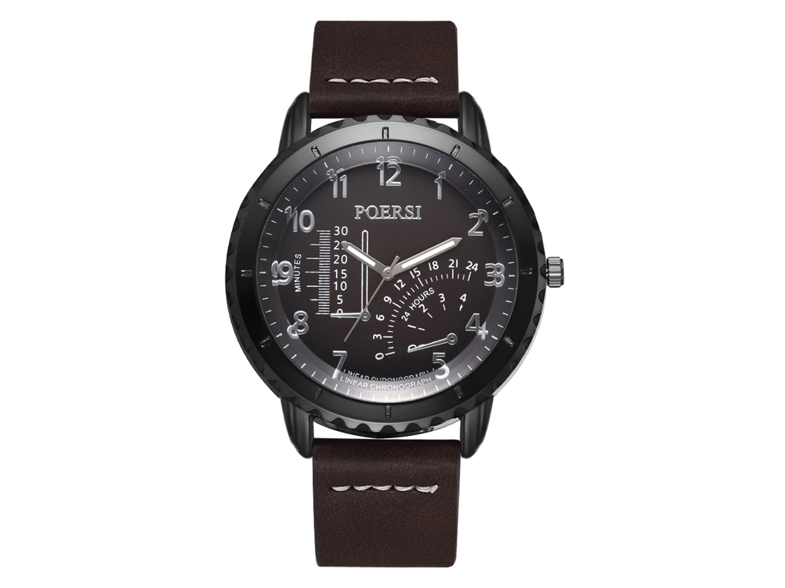 Relógio masculino vintage casual de quartzo com pulseira de couro PU.