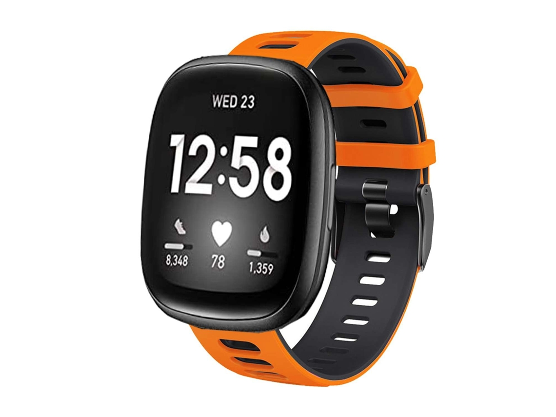 Bracelete Fitbit by Google Versa 3 Pulseira outdoor Laranja e Preto