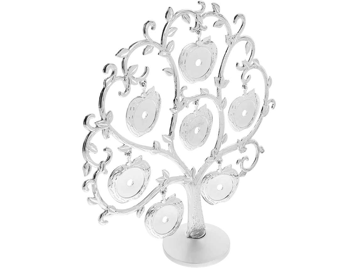 Porta Retratos Decorativo Metal Branco Formato Árvore 8 Folhas Strass Artístico Ideal Casamentos GOKOCO