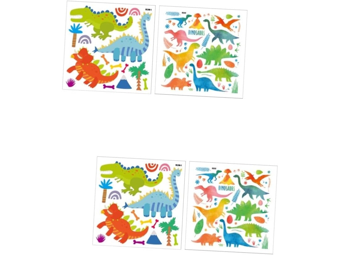 Conjunto De 4 Adesivos De Parede Refletivos Em Pvc Com Decoração De Dinossauros.